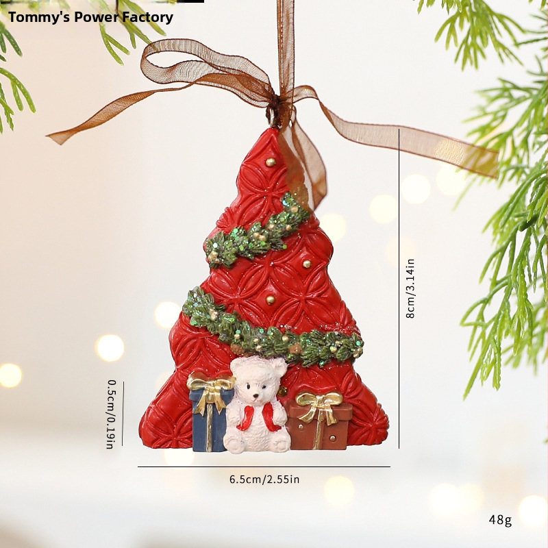 Prívesok na Vianoce – 3D vianočné stromček, textilný materiál, čínsky štýl, dekorácia