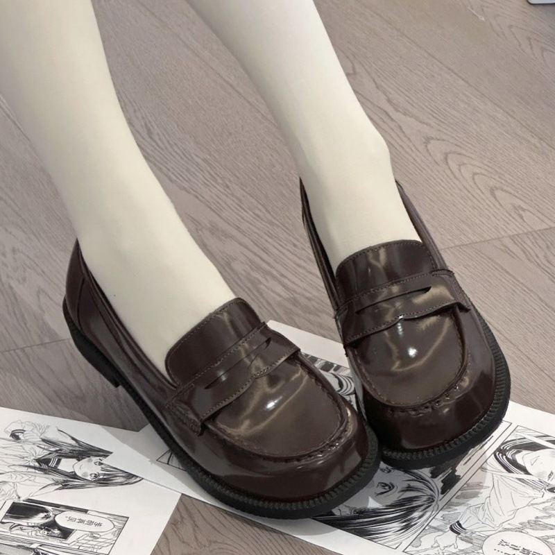 Ženske kožne ravne cipele u japanskom stilu, okrugli vrh, PU gornji dio, slip-on