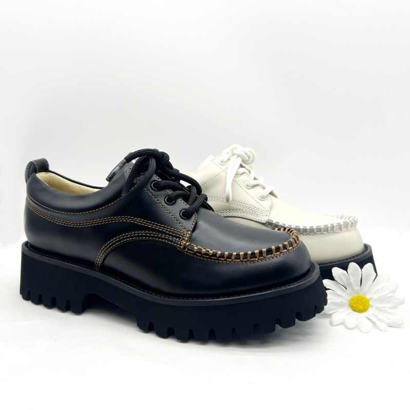 Loafers cu imprimeu leopard din piele naturală de înaltă calitate, închidere cu șireturi, talpă platformă antiderapantă