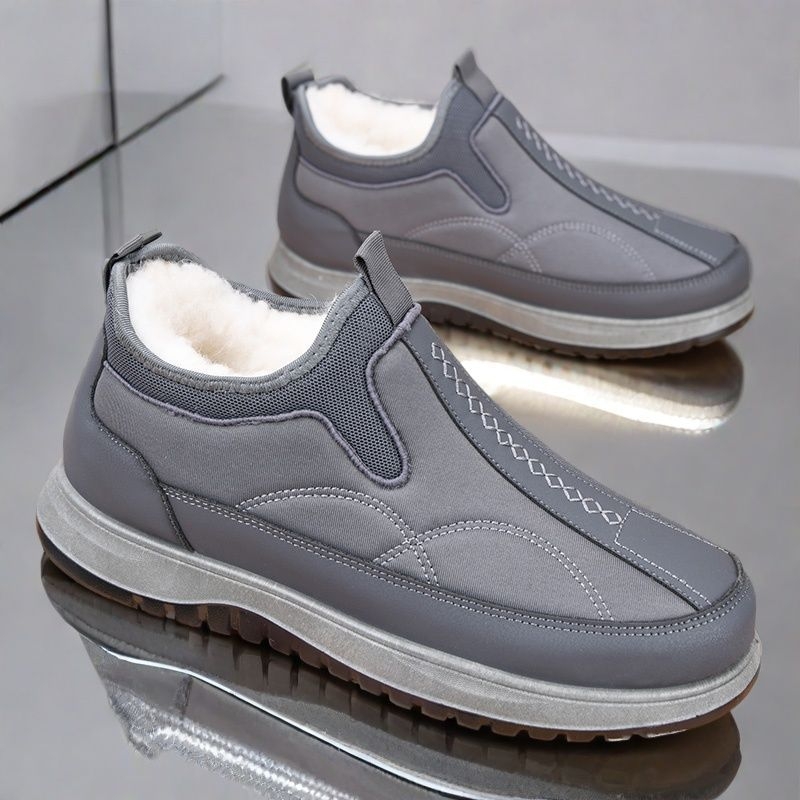 Papuci de iarnă pentru bărbați din bumbac, talpă din cauciuc, impermeabili și anti-alunecare