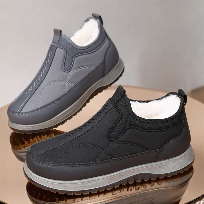 Papuci de iarnă pentru bărbați din bumbac, talpă din cauciuc, impermeabili și anti-alunecare