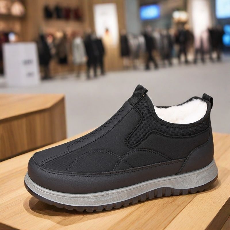 Papuci de iarnă pentru bărbați din bumbac, talpă din cauciuc, impermeabili și anti-alunecare