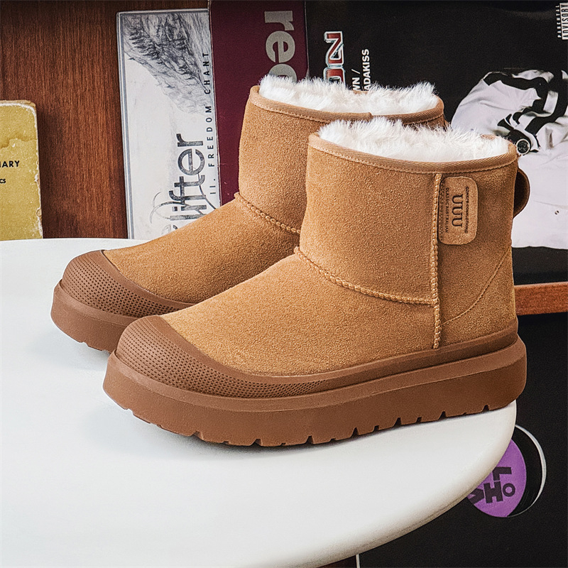 Unisex čizme za snijeg s velurom na gornjem dijelu, gumom, topla umjetna krznena unutarnja podstava, zima, casual stil