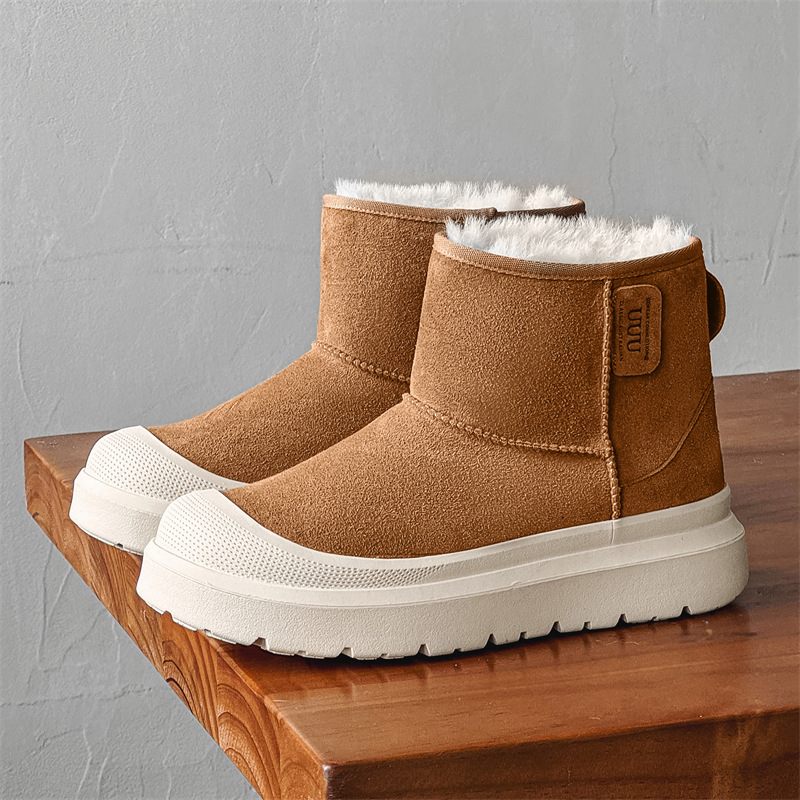 Unisex čizme za snijeg s velurom na gornjem dijelu, gumom, topla umjetna krznena unutarnja podstava, zima, casual stil