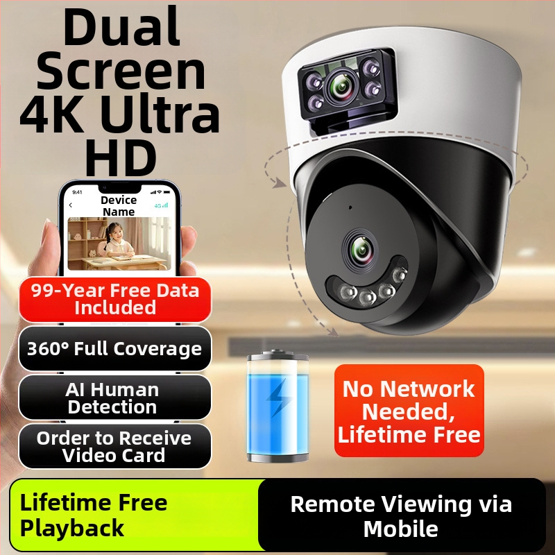 Sférická vnútorná kamera pre domáce sledovanie s AI, 360° panoramatický pohľad, 220V napájanie, automatická kompenzácia svetla, alarmová funkcia