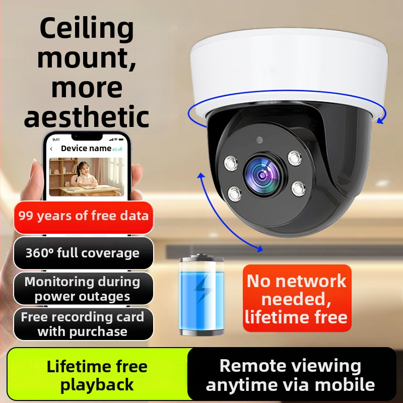 Sférická vnútorná kamera pre domáce sledovanie s AI, 360° panoramatický pohľad, 220V napájanie, automatická kompenzácia svetla, alarmová funkcia