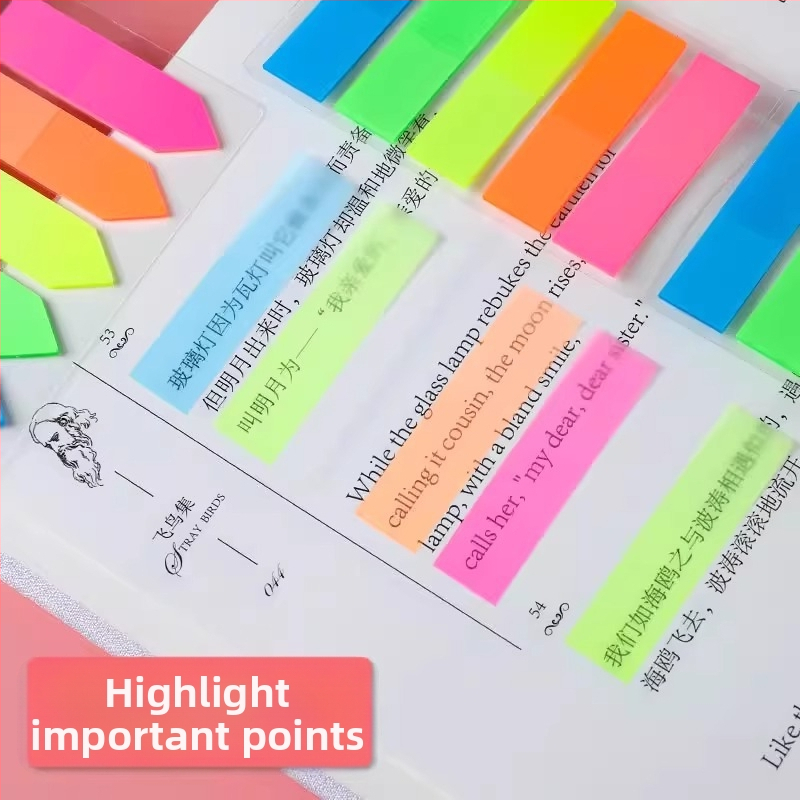 Lepiace poznámky – papier pre indexové štítky s priehľadnými pásmi pre študentov (Značka: Friendly; Nie je možné lepiť; Počet vnútorných strán: Iné)