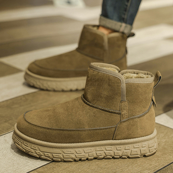 Ghete bărbătești de iarnă pentru zăpadă, cu căptușeală fleece, talpă din cauciuc și înaltă croială