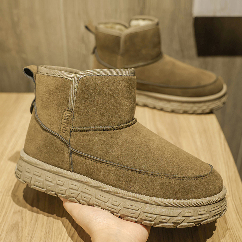 Ghete bărbătești de iarnă pentru zăpadă, cu căptușeală fleece, talpă din cauciuc și înaltă croială