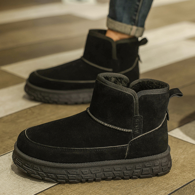 Ghete bărbătești de iarnă pentru zăpadă, cu căptușeală fleece, talpă din cauciuc și înaltă croială