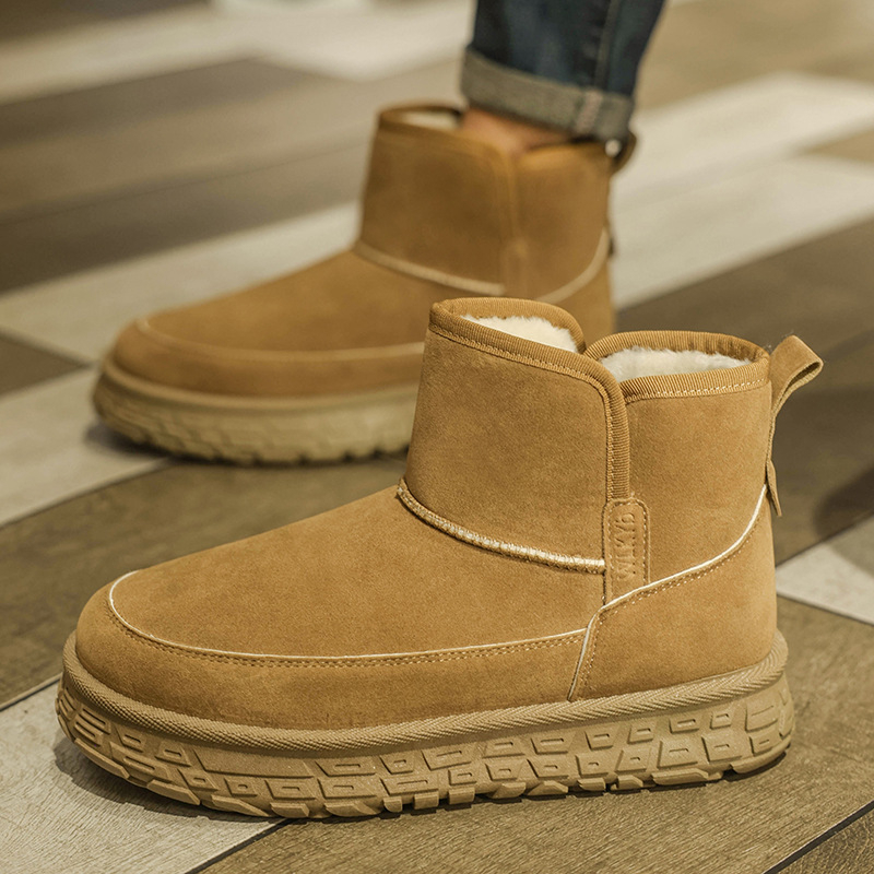 Ghete bărbătești de iarnă pentru zăpadă, cu căptușeală fleece, talpă din cauciuc și înaltă croială