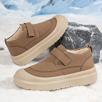 Cizme de iarnă pentru bărbați, stil leisure, partea superioară din bumbac, căptușală din pluș artificial, talpă PVC, construcție injectată