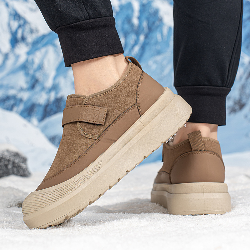 Cizme de iarnă pentru bărbați, stil leisure, partea superioară din bumbac, căptușală din pluș artificial, talpă PVC, construcție injectată