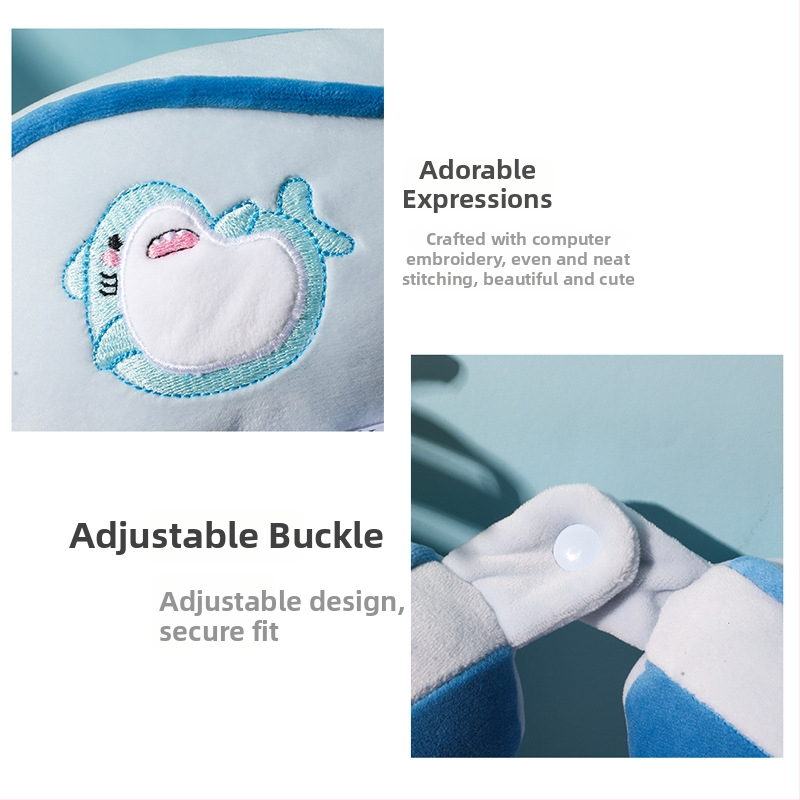 У-образена възглавница за шията – карикатурен стил, компактна за офис, дом и пътуване; пълнеж: памук; корпус от спандекс – супер мек; универсално приложение; тегло под 0,5 кг