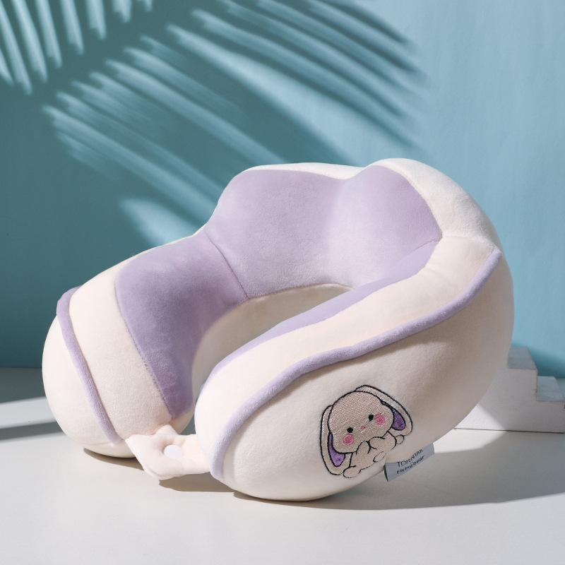 У-образена възглавница за шията – карикатурен стил, компактна за офис, дом и пътуване; пълнеж: памук; корпус от спандекс – супер мек; универсално приложение; тегло под 0,5 кг