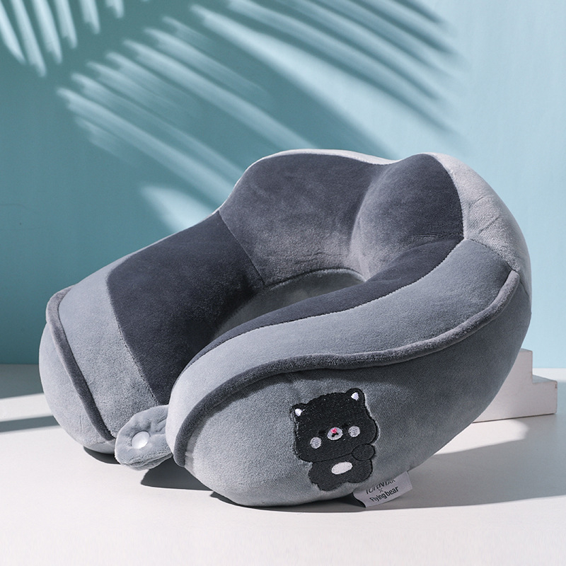 У-образена възглавница за шията – карикатурен стил, компактна за офис, дом и пътуване; пълнеж: памук; корпус от спандекс – супер мек; универсално приложение; тегло под 0,5 кг