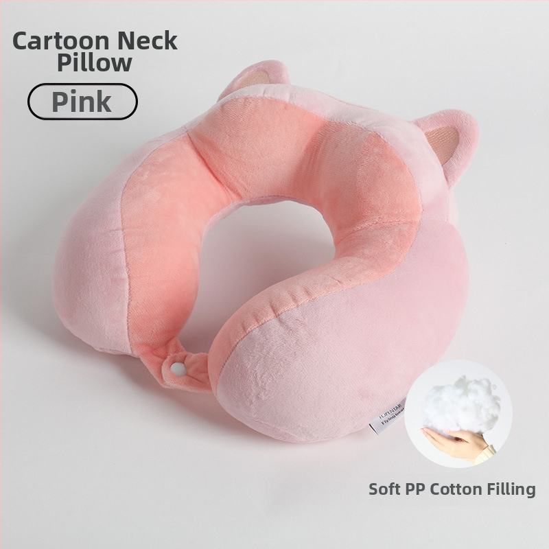 У-образена възглавница за шията – карикатурен стил, компактна за офис, дом и пътуване; пълнеж: памук; корпус от спандекс – супер мек; универсално приложение; тегло под 0,5 кг