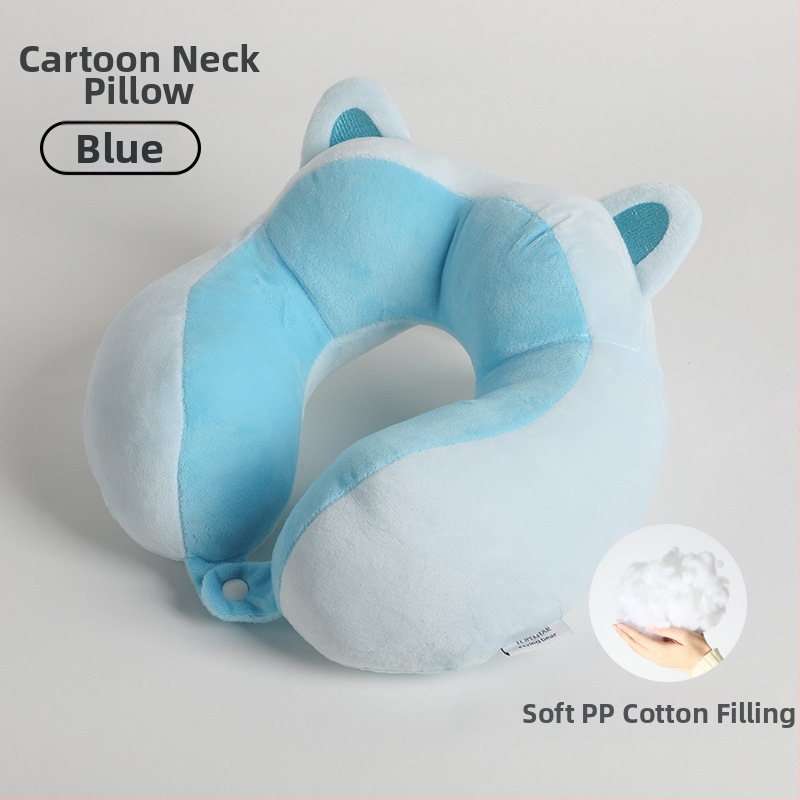 У-образена възглавница за шията – карикатурен стил, компактна за офис, дом и пътуване; пълнеж: памук; корпус от спандекс – супер мек; универсално приложение; тегло под 0,5 кг
