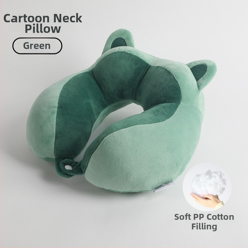У-образена възглавница за шията – карикатурен стил, компактна за офис, дом и пътуване; пълнеж: памук; корпус от спандекс – супер мек; универсално приложение; тегло под 0,5 кг