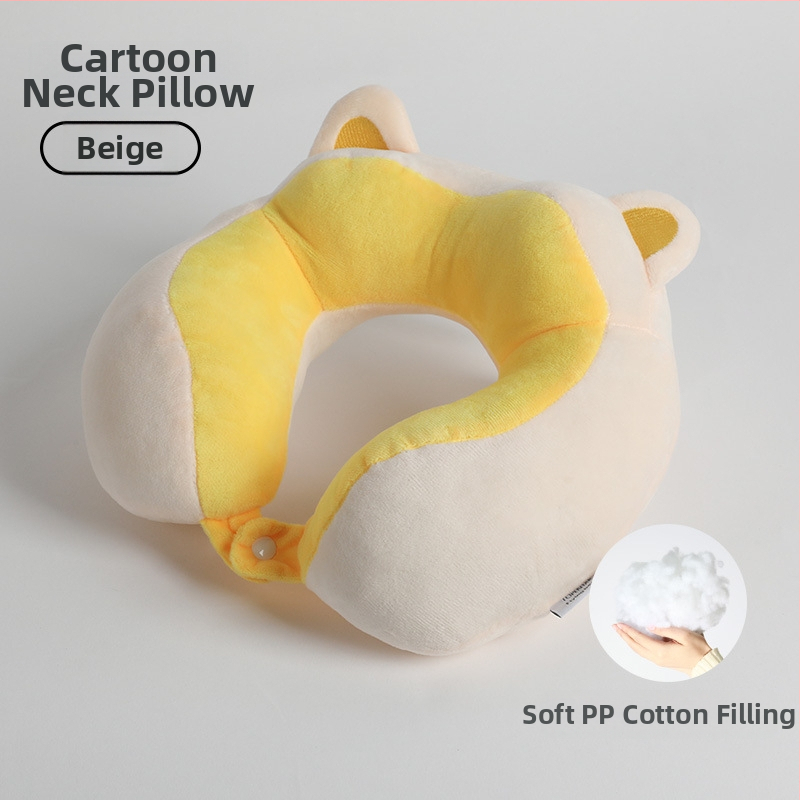 У-образена възглавница за шията – карикатурен стил, компактна за офис, дом и пътуване; пълнеж: памук; корпус от спандекс – супер мек; универсално приложение; тегло под 0,5 кг