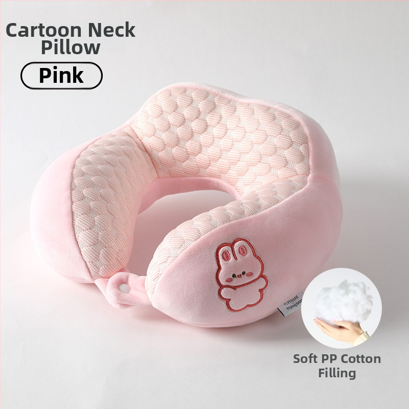 У-образена възглавница за шията – карикатурен стил, компактна за офис, дом и пътуване; пълнеж: памук; корпус от спандекс – супер мек; универсално приложение; тегло под 0,5 кг