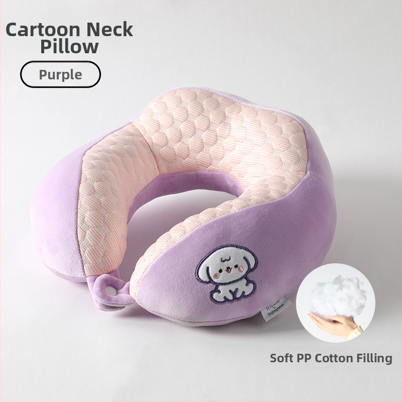 У-образена възглавница за шията – карикатурен стил, компактна за офис, дом и пътуване; пълнеж: памук; корпус от спандекс – супер мек; универсално приложение; тегло под 0,5 кг