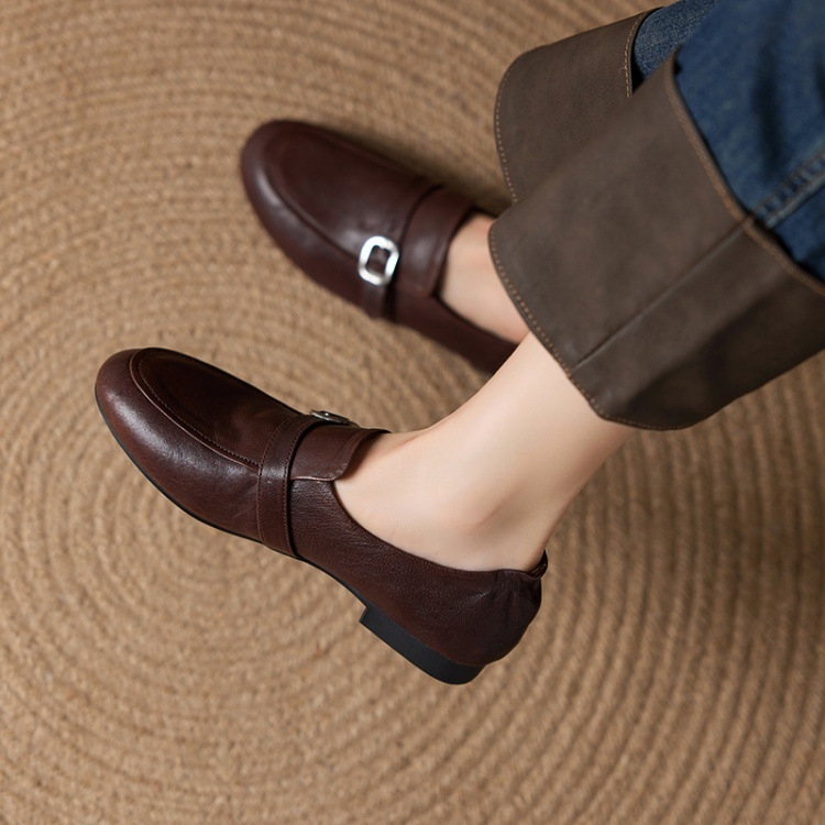 Pantofi femei Mary Jane din piele de oaie, slip-on, vârf rotund, toc plat, partea superioară joasă (piele de oaie, vârf rotund, toc plat, partea superioară joasă, slip-on)