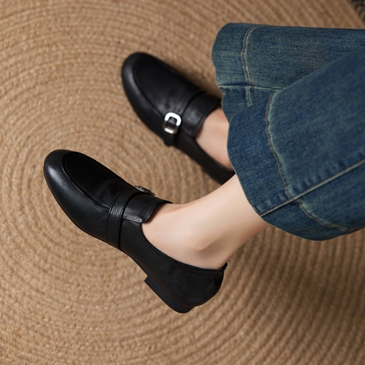 Pantofi femei Mary Jane din piele de oaie, slip-on, vârf rotund, toc plat, partea superioară joasă (piele de oaie, vârf rotund, toc plat, partea superioară joasă, slip-on)