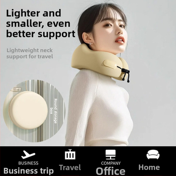 У-образна пътуваща възглавничка за шия с паметна пяна, калъф полиестер-памук, лека под 0,5 кг