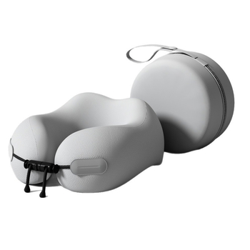 У-образна пътуваща възглавничка за шия с паметна пяна, калъф полиестер-памук, лека под 0,5 кг