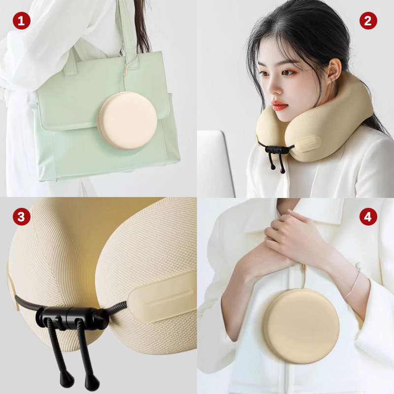 У-образна пътуваща възглавничка за шия с паметна пяна, калъф полиестер-памук, лека под 0,5 кг