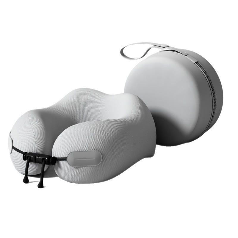 У-образна пътуваща възглавничка за шия с паметна пяна, калъф полиестер-памук, лека под 0,5 кг