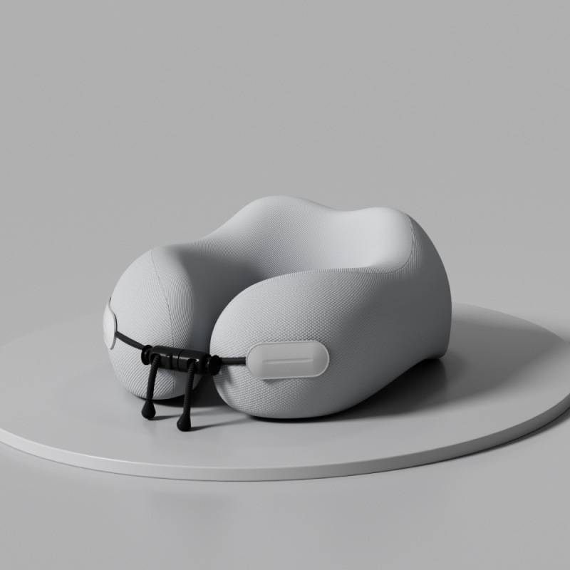 У-образна пътуваща възглавничка за шия с паметна пяна, калъф полиестер-памук, лека под 0,5 кг