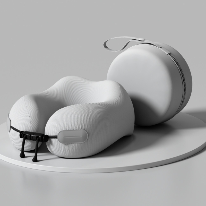 У-образна пътуваща възглавничка за шия с паметна пяна, калъф полиестер-памук, лека под 0,5 кг