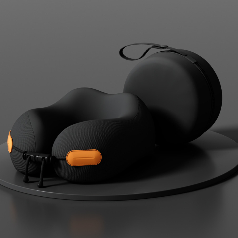 У-образна пътуваща възглавничка за шия с паметна пяна, калъф полиестер-памук, лека под 0,5 кг