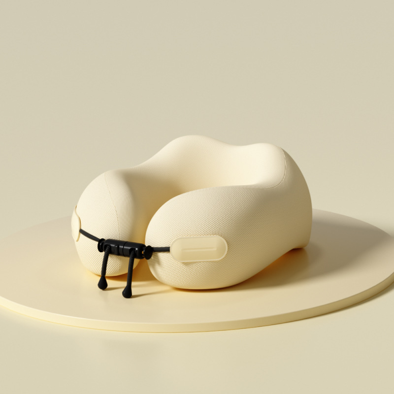 У-образна пътуваща възглавничка за шия с паметна пяна, калъф полиестер-памук, лека под 0,5 кг