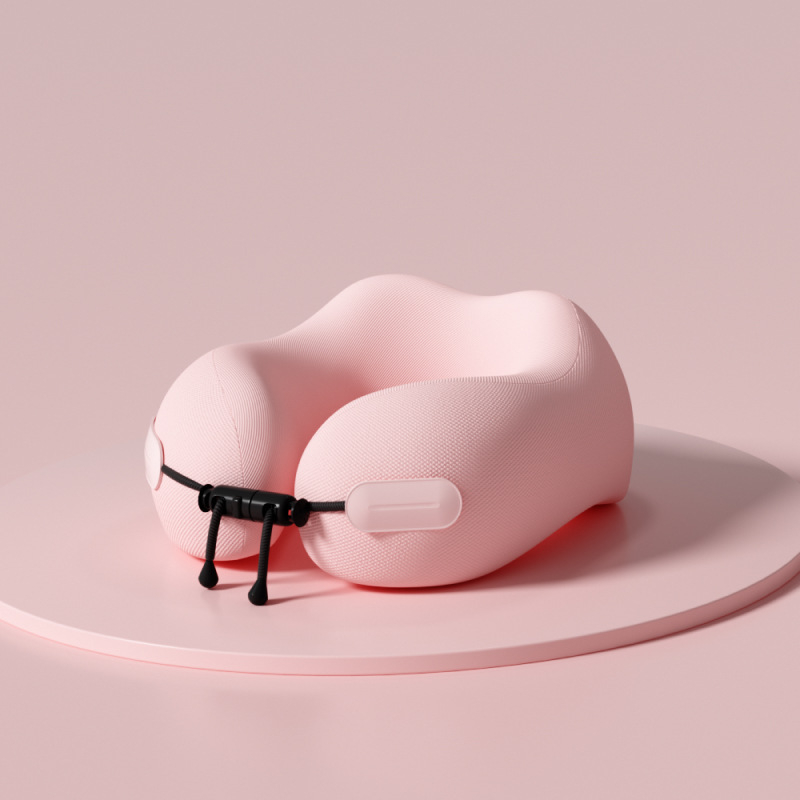 У-образна пътуваща възглавничка за шия с паметна пяна, калъф полиестер-памук, лека под 0,5 кг