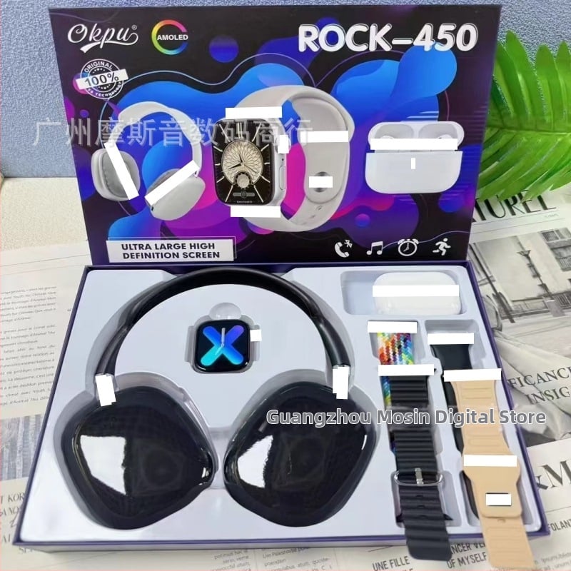 Pametni sat s dvostrukim bežičnim slušalicama i setom od 4 remena, AMOLED zaslon, aluminijska legura kućište, silikon remen, praćenje zdravlja (br. otkucaja, krvni tlak, SpO2, san), bežično magnetsko punjenje