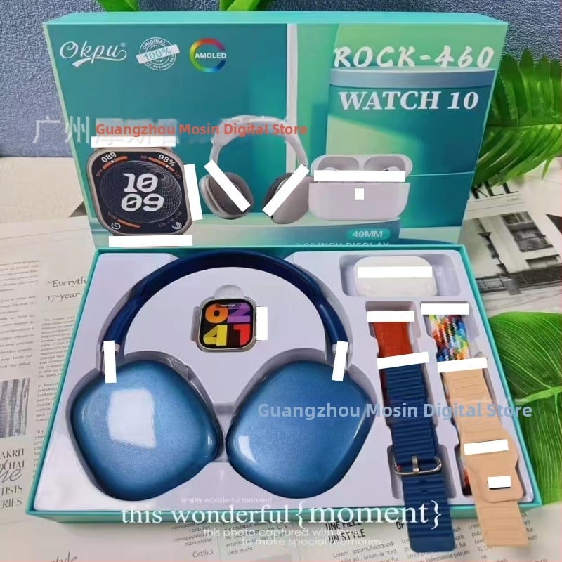 Pametni sat s dvostrukim bežičnim slušalicama i setom od 4 remena, AMOLED zaslon, aluminijska legura kućište, silikon remen, praćenje zdravlja (br. otkucaja, krvni tlak, SpO2, san), bežično magnetsko punjenje