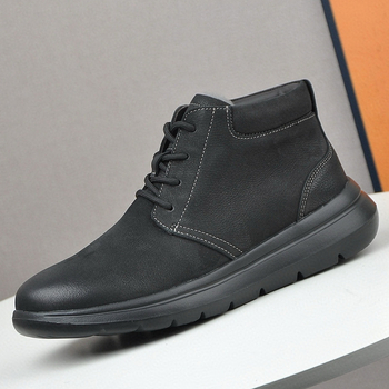 Ghete de zăpadă de iarnă pentru bărbați, partea superioară din piele de primă calitate, căptușeală din lână de oaie, talpă din cauciuc antiderapant, închidere cu șiret în față