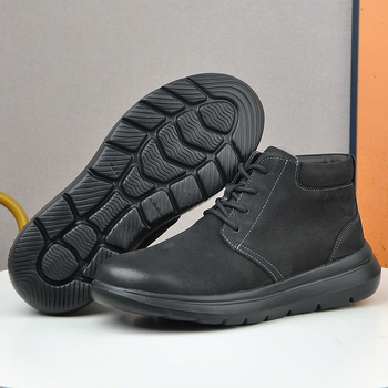 Ghete de zăpadă de iarnă pentru bărbați, partea superioară din piele de primă calitate, căptușeală din lână de oaie, talpă din cauciuc antiderapant, închidere cu șiret în față