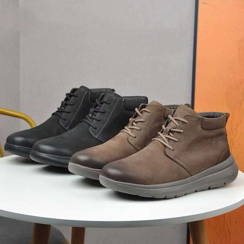 Ghete de zăpadă de iarnă pentru bărbați, partea superioară din piele de primă calitate, căptușeală din lână de oaie, talpă din cauciuc antiderapant, închidere cu șiret în față