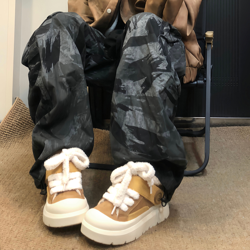 Cizme de zăpadă unisex pentru iarnă, căptuite cu fleece, talpă din cauciuc antiderapantă, talpă groasă, închidere Velcro