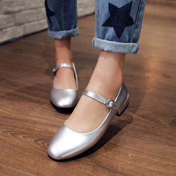 Pantofi femei pentru dans și yoga, vârf rotund, închidere cu cataramă, partea superioară PU, talpă din piele, toc mic