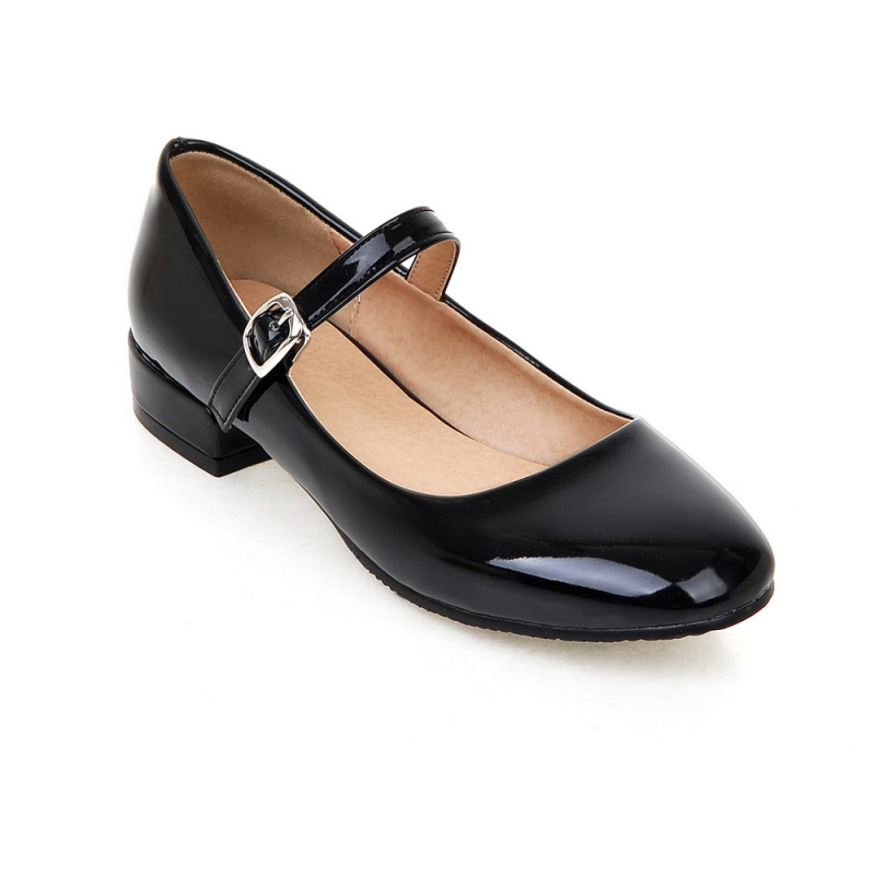 Pantofi femei pentru dans și yoga, vârf rotund, închidere cu cataramă, partea superioară PU, talpă din piele, toc mic