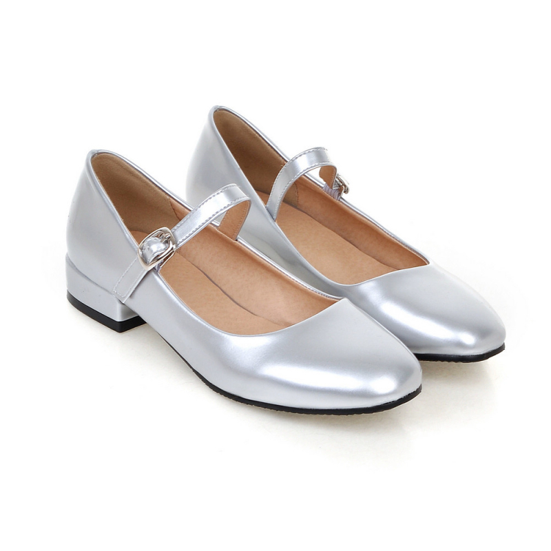 Pantofi femei pentru dans și yoga, vârf rotund, închidere cu cataramă, partea superioară PU, talpă din piele, toc mic