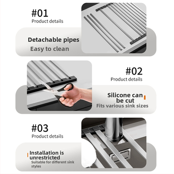 Dongxing nehrđajući čelik – roll-up odvodni stalak za kuhinju sa sklopivim držačem posuđa