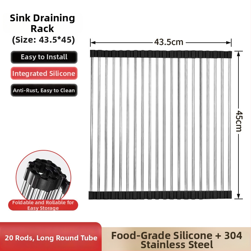Dongxing nehrđajući čelik – roll-up odvodni stalak za kuhinju sa sklopivim držačem posuđa