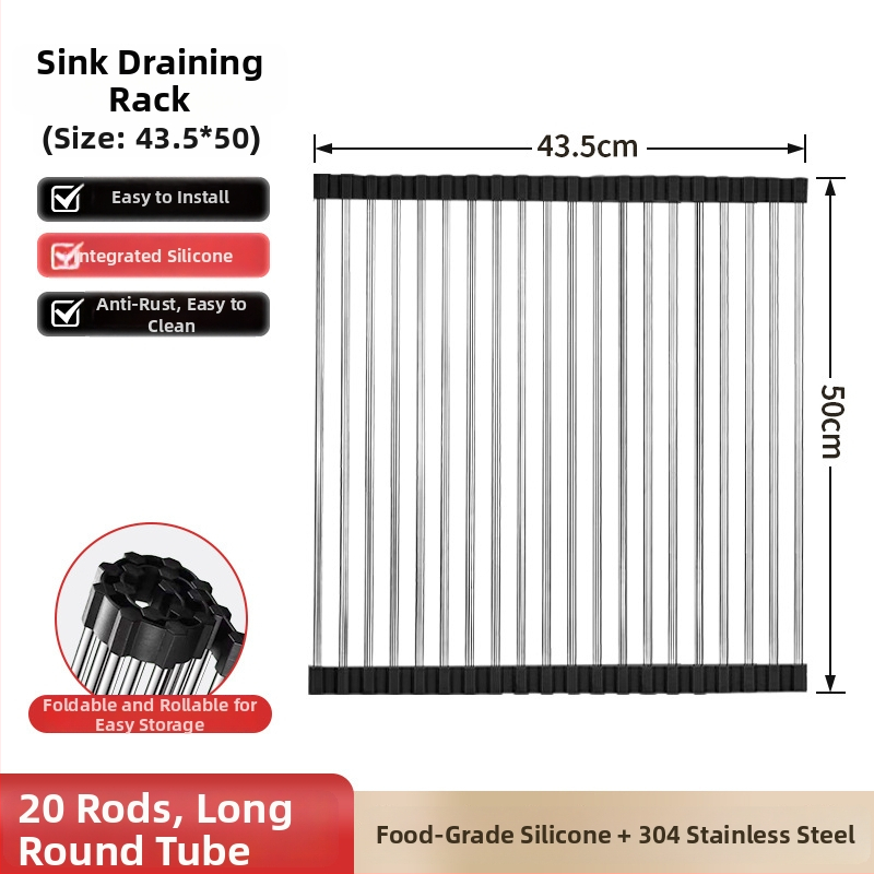 Dongxing nehrđajući čelik – roll-up odvodni stalak za kuhinju sa sklopivim držačem posuđa