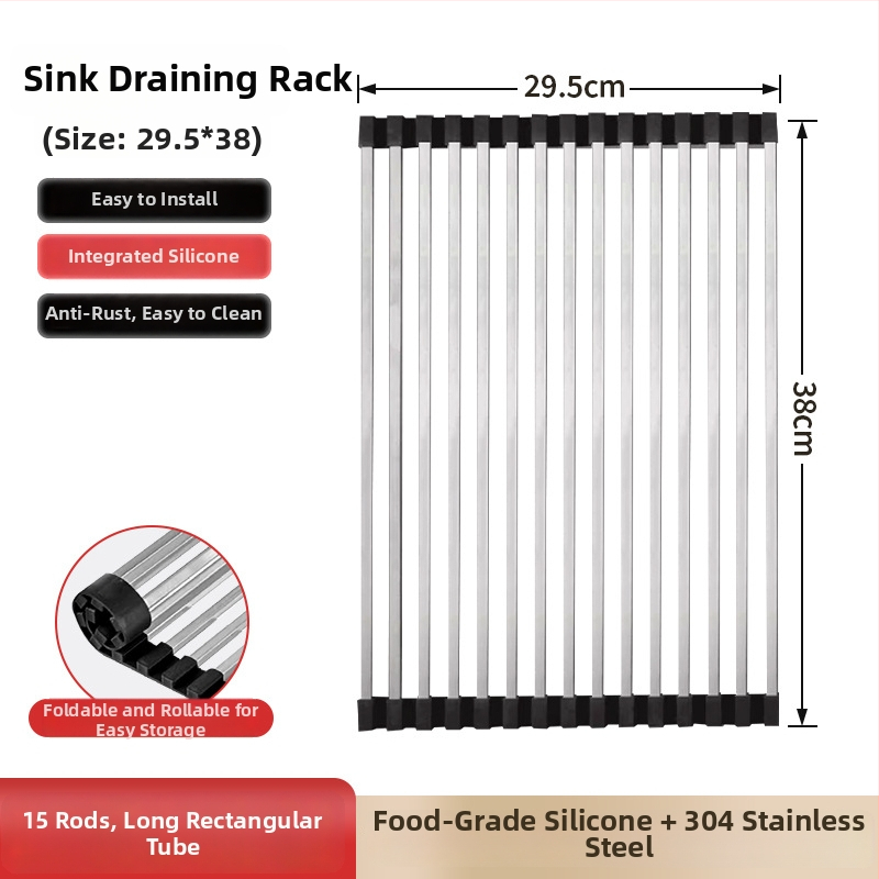Dongxing nehrđajući čelik – roll-up odvodni stalak za kuhinju sa sklopivim držačem posuđa